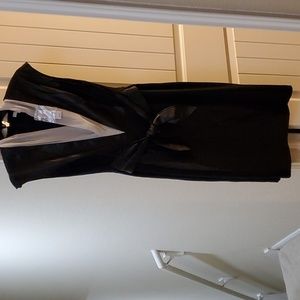 New York and company black with white collar sleeveless pleather dress. Size lar